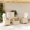 vidaXL 4-delige Tuinset met kussens poly rattan beige