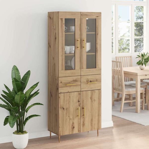 vidaXL Hoge kast met lade 2 pcs Artisan Eiken Bewerkt hout
