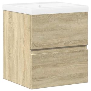 vidaXL 2-delige Badkamermeubelset bewerkt hout sonoma eikenkleurig