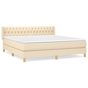 vidaXL Boxspring met matras stof cr&egrave;mekleurig 180x200 cm