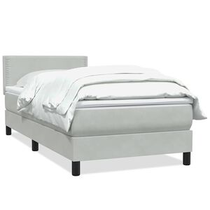 vidaXL Boxspring met matras fluweel lichtgrijs 90x220 cm