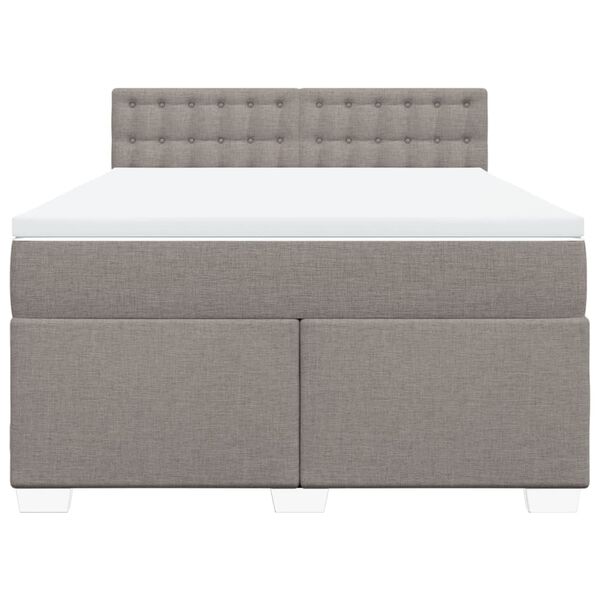 vidaXL Boxspring met matras stof taupe 140x190 cm