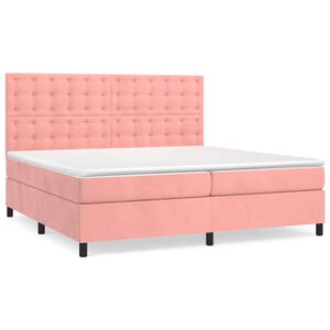 vidaXL Boxspring met matras fluweel roze 200x200 cm