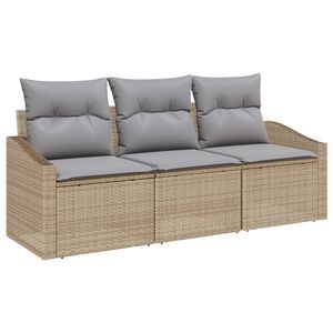 vidaXL Tuinbankenset met kussen 3 pcs Beige en Licht Grijs poly rattan