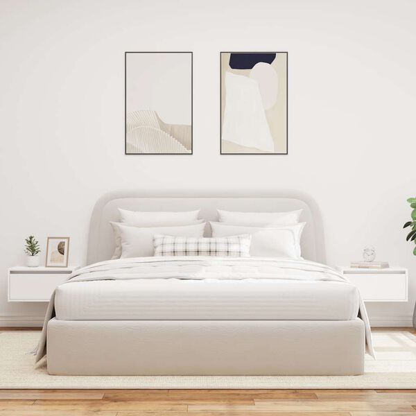 vidaXL Nachtkastjes met LED's 2 st wandgemonteerd wit