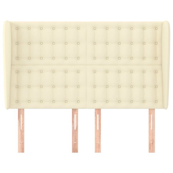 vidaXL Hoofdbord met randen 147x23x118/128 cm kunstleer cr&egrave;mekleurig