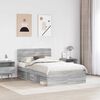 vidaXL Bedframe Grijs Sonoma 135 x 190 cm Massief grenenhout