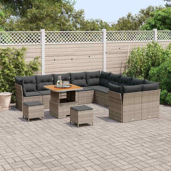 vidaXL Tuinbankenset 13 pcs Grijs poly rattan