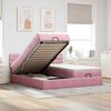 vidaXL Ottoman bed met matrassen en LED's 160x200cm fluweel roze