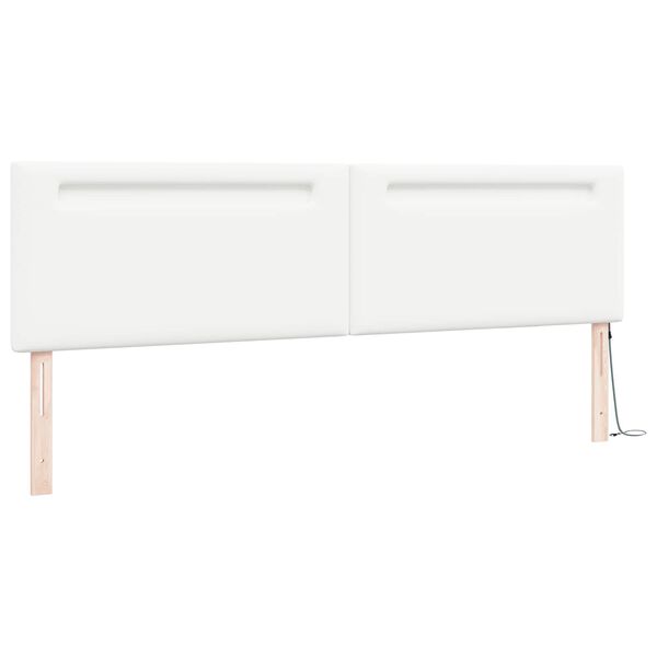 vidaXL LED Hoofdbord Wit 200 cm Nep Leer