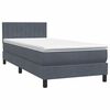 vidaXL Boxspring met matras en LED fluweel donkergrijs 90x220 cm