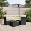 vidaXL 5-delige Loungeset met kussens poly rattan zwart