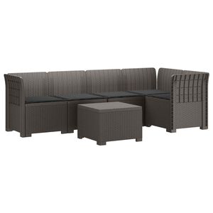 vidaXL 5-Zits Tuin Sofa met Kussens Rattan Look PP Lichtgrijs