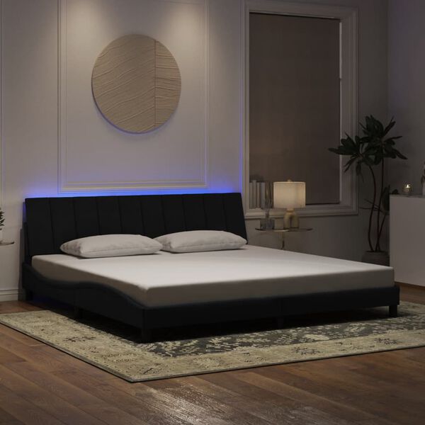 vidaXL Bedframe met LED zonder matras "Hanko" fluweel zwart 200x200 cm