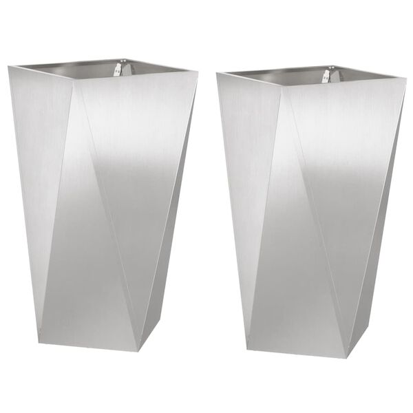 vidaXL Plantenbak 2 pcs Zilver 40 x 40 x 75 cm Roestvrij staal