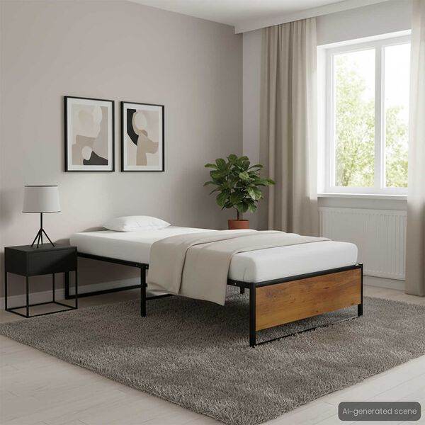 vidaXL Bedframe metaal zwart 90x200 cm