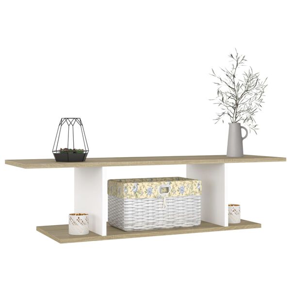 vidaXL Tv-wandmeubel 103x30x26,5 cm wit en sonoma eikenkleurig