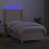 vidaXL Boxspring met matras en LED stof cr&egrave;mekleurig 100x200 cm