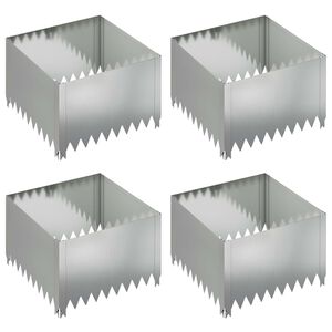 vidaXL Gazonrand 4 st 60 x 60 x 35 cm Staal Zilverkleurig
