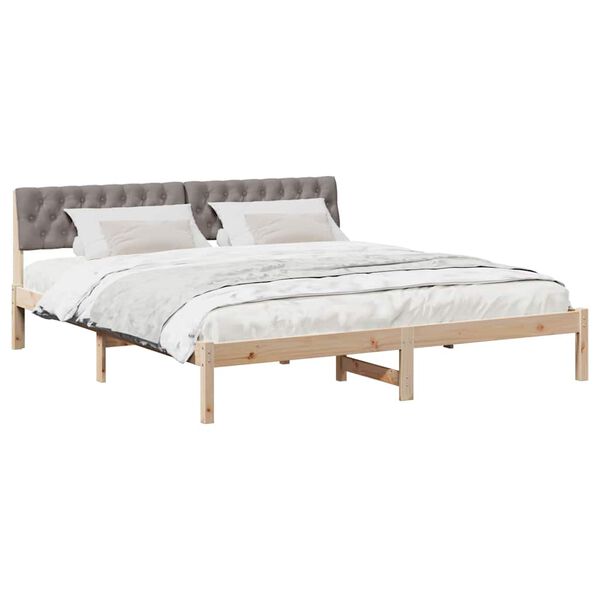 vidaXL Bedframe Bruin en taupe 180 x 200 cm Massief grenenhout