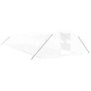 vidaXL Tuinkas met stalen frame 64 m&sup2; 16x4x2 m wit