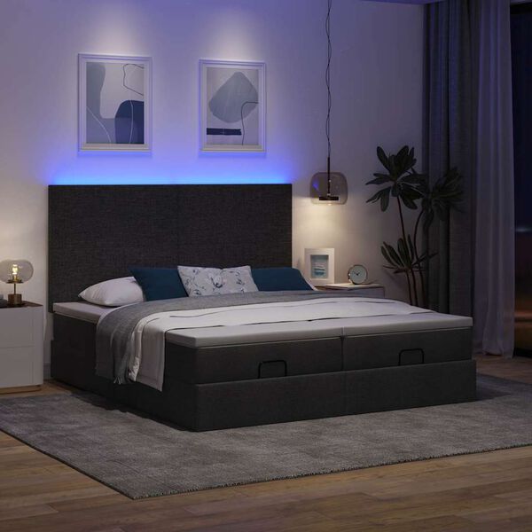 vidaXL Ottoman bed met matrassen en LED's 160x200cm stof zwart