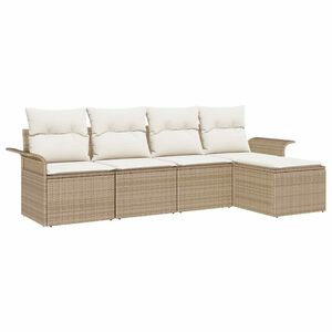 vidaXL Tuin Sofa Set met kussen met opslag 5 pcs Beige poly rattan