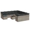 vidaXL 13-delige Loungeset met kussens poly rattan lichtgrijs