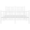 vidaXL Bedframe met hoofd- en voeteneinde metaal wit 137x190 cm