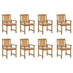 vidaXL Tuinstoelen 8 st met kussens massief acaciahout