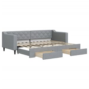 vidaXL Slaapbank met onderschuifbed en lades 80x200 cm stof lichtgrijs