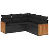 vidaXL 5-delige Loungeset met kussens poly rattan zwart