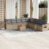 vidaXL 10-delige Loungeset met kussens poly rattan gemengd beige