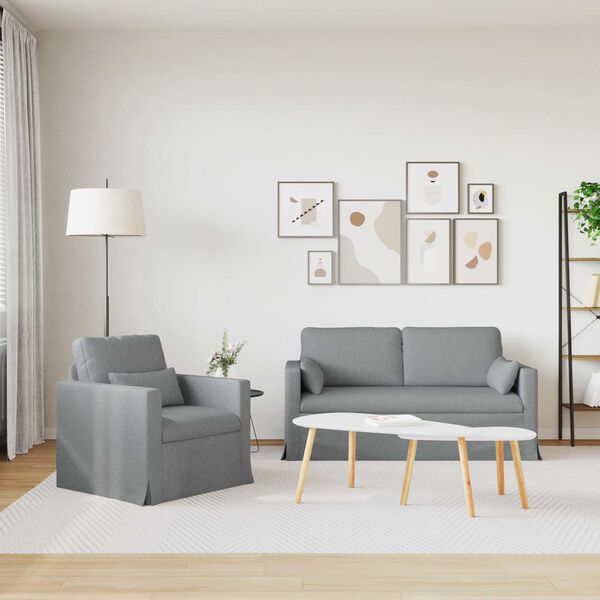 vidaXL Bank 2 pcs Lichtgrijs 158 x 78 x 80 cm Stof