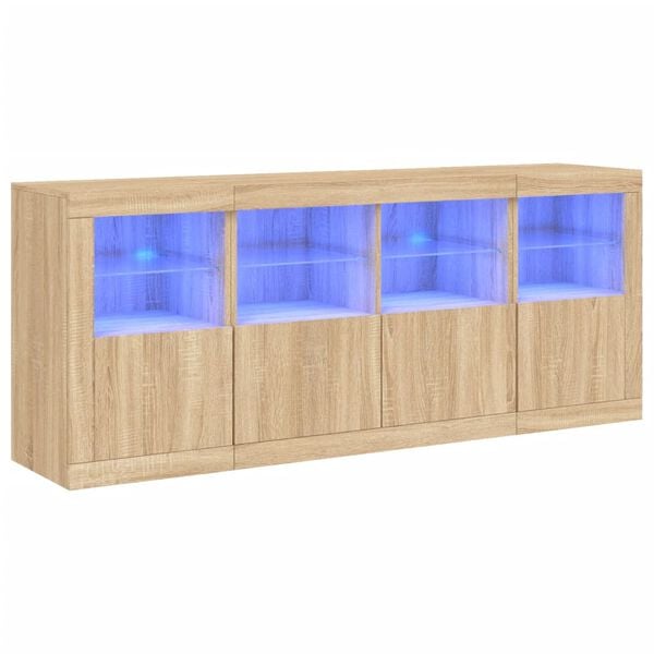 vidaXL Dressoir met LED-verlichting 163x37x67 cm sonoma eikenkleurig