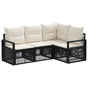 vidaXL Tuinbankenset 4 st 4-zits Zwart poly rattan