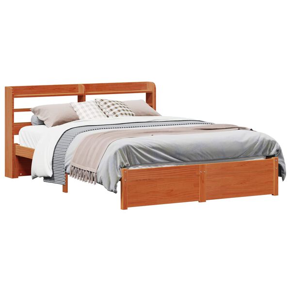 vidaXL Bedframe met hoofdeinde 2 pcs Wasbruin Massief Vurenhout