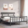 vidaXL Bedframe met hoofdbord massief hout grijs
