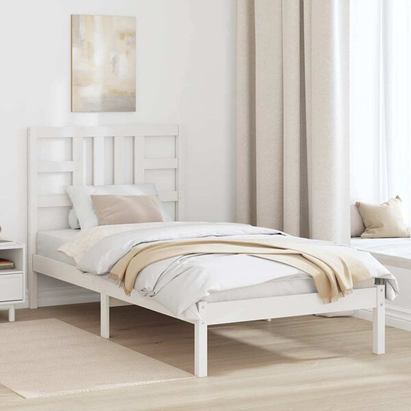 vidaXL Bedframe massief hout wit 90x190 cm