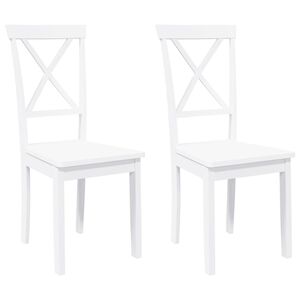 vidaXL Eetkamerstoelen 2 st massief hout rubber wit