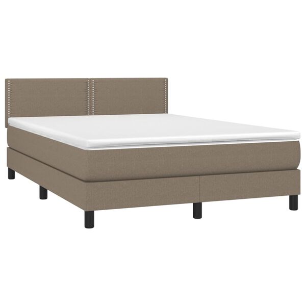 vidaXL Boxspring met matras stof taupe 140x200 cm