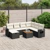 vidaXL 8-delige Loungeset met kussens poly rattan zwart