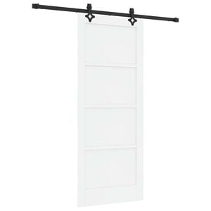vidaXL Schuifdeur Wit en zwart 83 x 202 cm Massief grenenhout