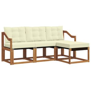 vidaXL Buiten bankenset met kussen 4 pcs Natuurlijk en Cr&egrave;me