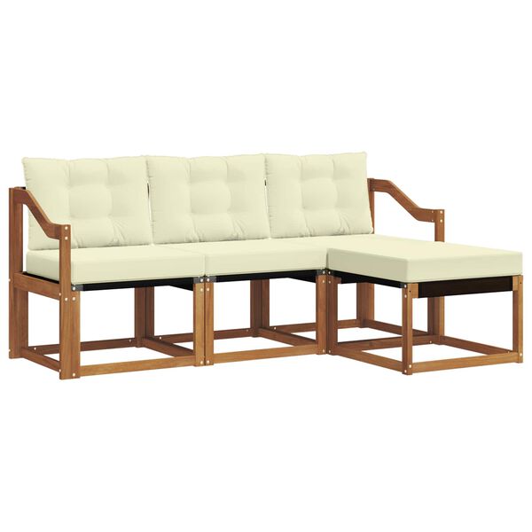 vidaXL Buiten bankenset met kussen 4 pcs Natuurlijk en Cr&egrave;me