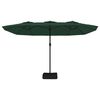 vidaXL Parasol dubbel dak met LED 449x265 cm groen