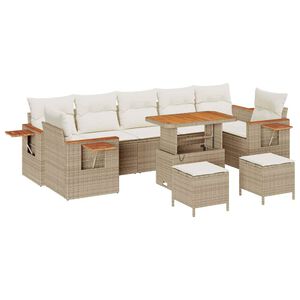vidaXL Tuinbankenset met kussen 13 pcs Beige en Cr&egrave;me poly rattan