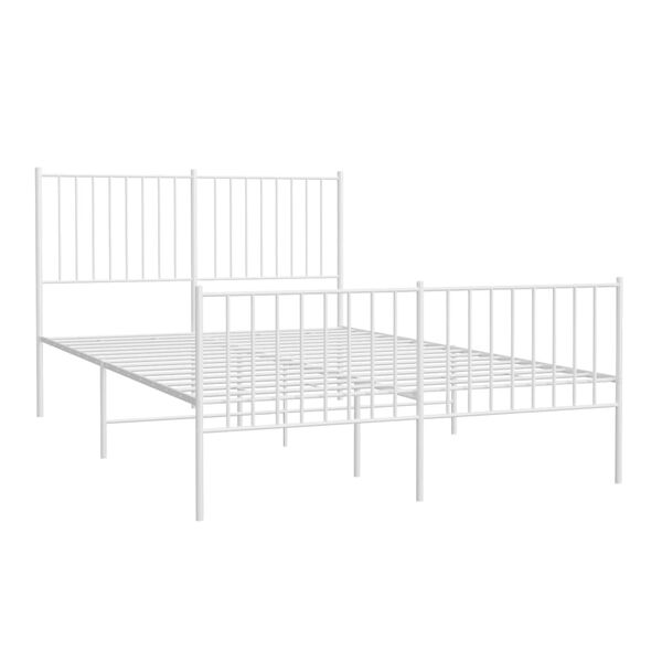 vidaXL Bedframe met hoofd- en voeteneinde metaal wit 140x190 cm