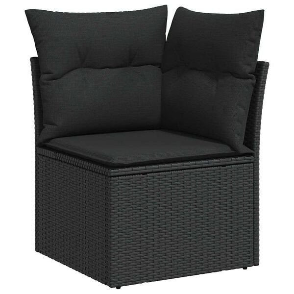 vidaXL 8-delige Loungeset met kussens poly rattan acacia zwart