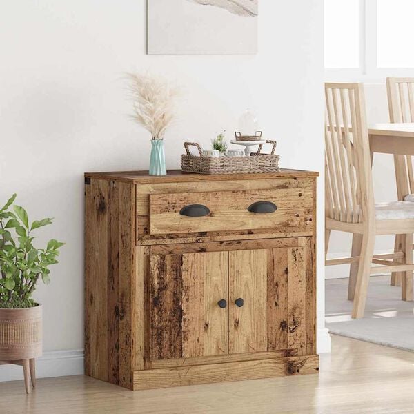 vidaXL Highboard met lade Oud Hout 70 x 35,5 x 67,5 cm Bewerkt hout